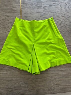 Zara Neon Green Pleated Skort